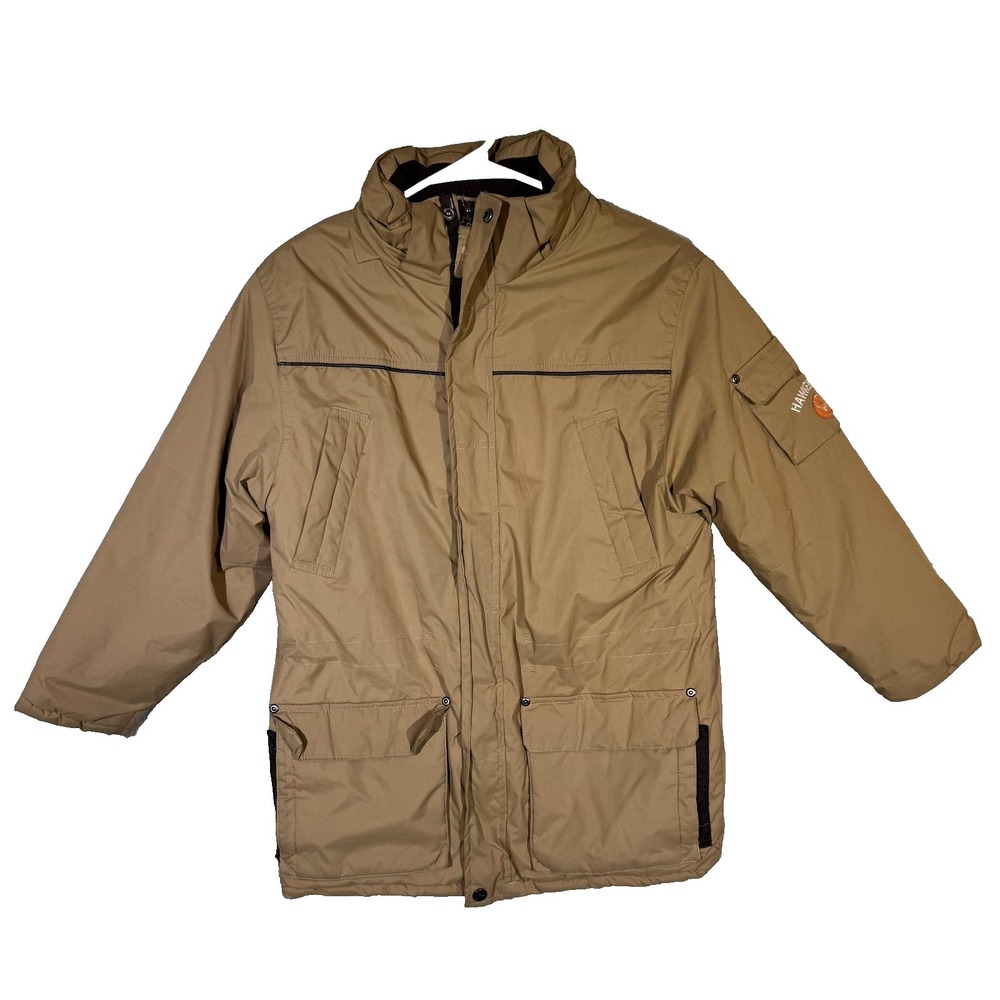 Hawke & Co Jacket Youth 10/12 Tan Insulated Parka Full Zip Utility Coat